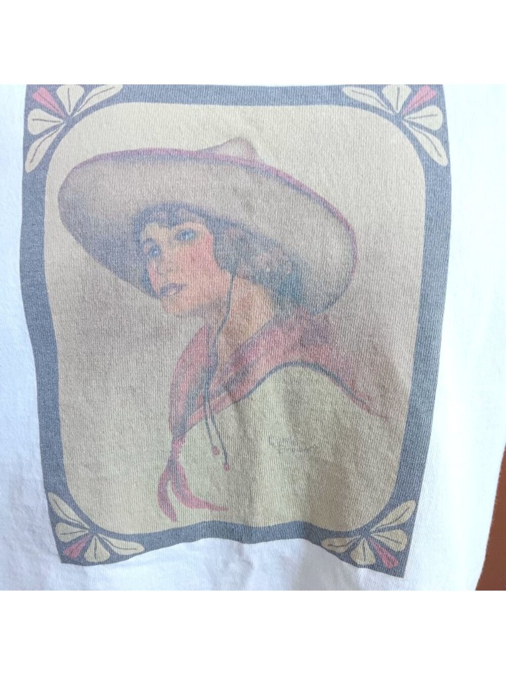 Lynn Brown Cowgirl Art Vintage Women's T-shirt Painting 1990's USA Western Woman